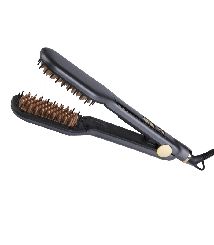 Brosse à lisser les cheveux en céramique, peigne chaud avec marque privée ZR-1005, brosse à bigoudi